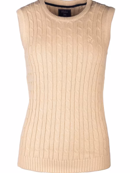 Rydale Ladies Crew Neck Cable Knit Vest - Emma - Beige