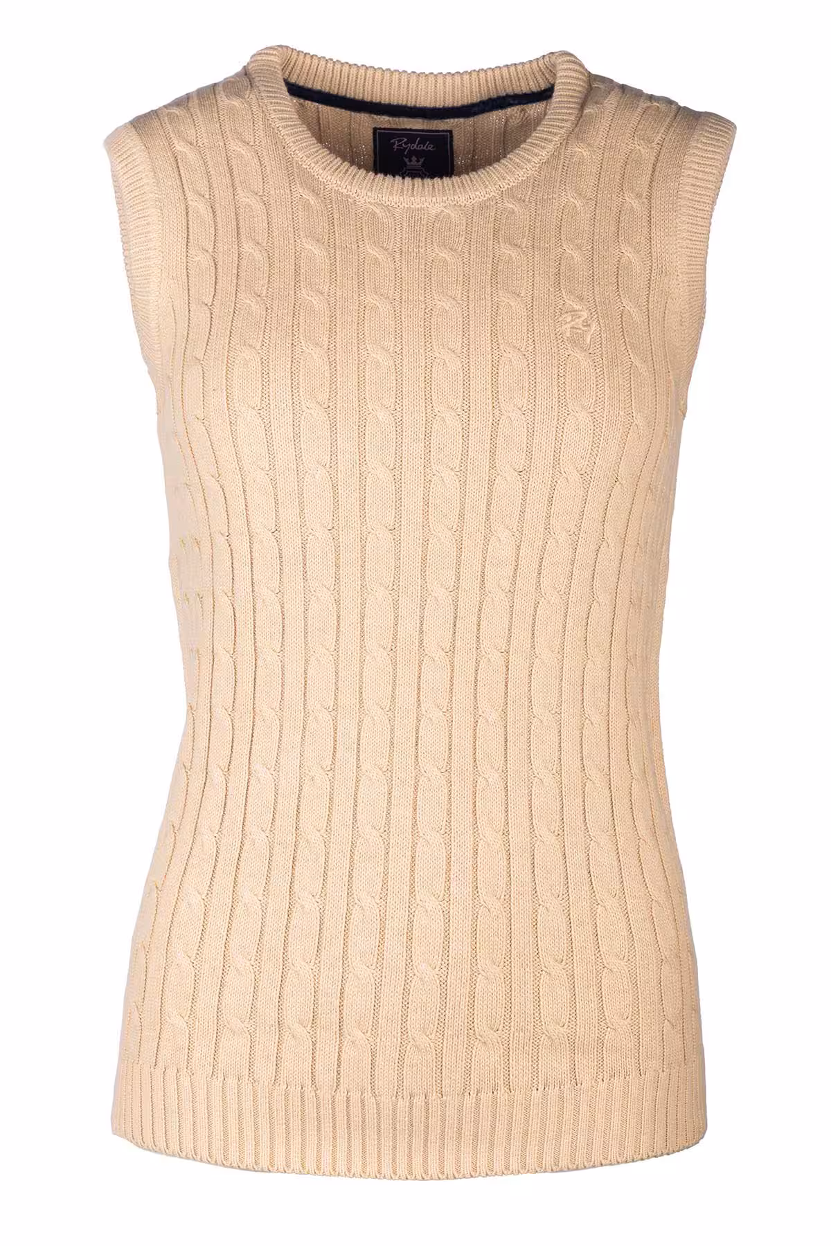 Rydale Ladies Crew Neck Cable Knit Vest - Emma - Beige Rydale Ladies Crew Neck Cable Knit Vest - Emma - Beige