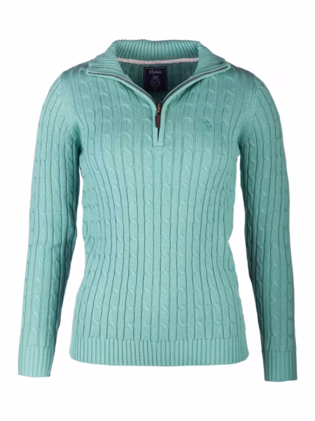 Rydale Ladies Quarter Zip Cable Knit Jumper - Emma - Emma Burgundy