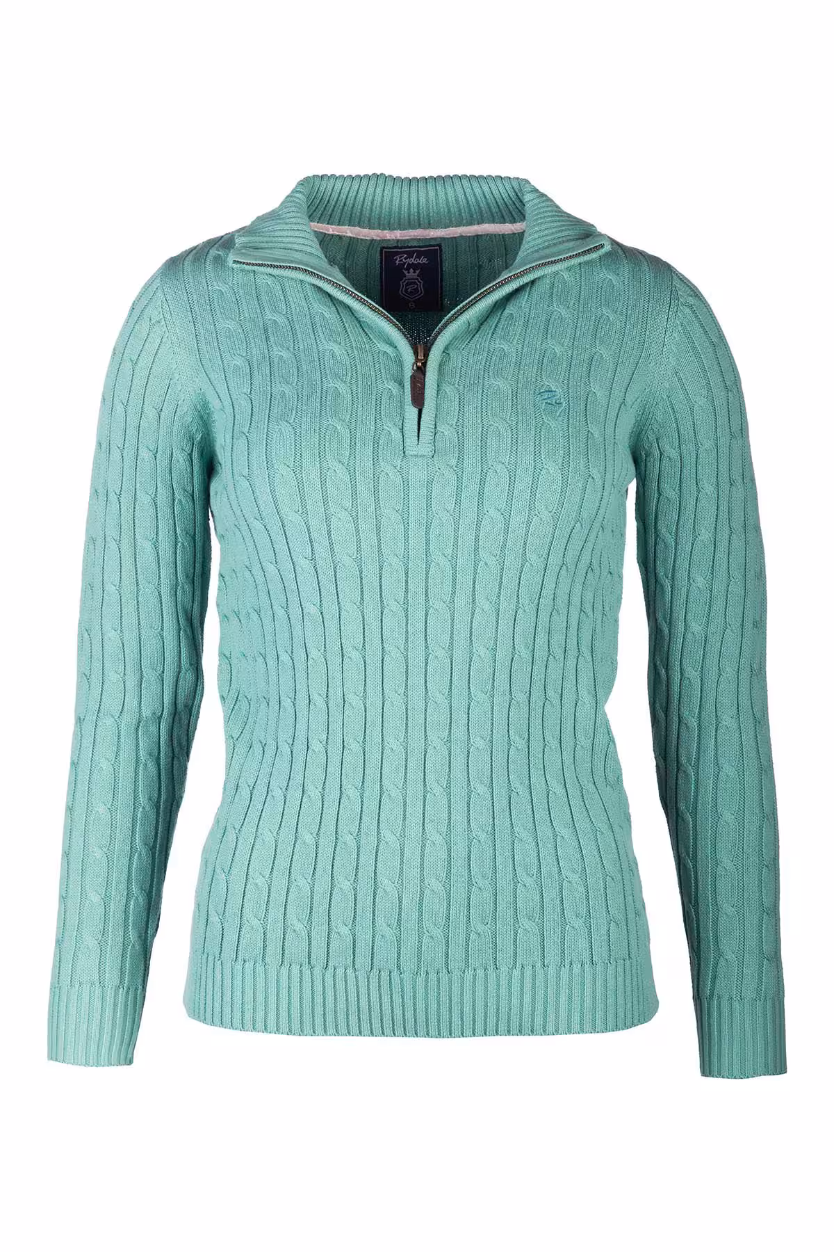 Rydale Ladies Quarter Zip Cable Knit Jumper - Emma - Thyme Rydale Ladies Quarter Zip Cable Knit Jumper - Emma - Thyme