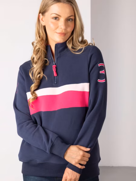 Rydale Ladies Stripe Sweatshirt - Bramham - Dark Berry