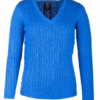 Rydale Ladies V Neck Cable Knit Jumper - Emma - Colbalt