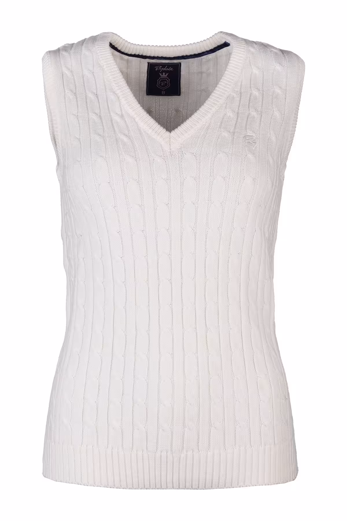 Rydale Ladies V Neck Cable Knit Vest- Emma - Cream Rydale Ladies V Neck Cable Knit Vest- Emma - Cream