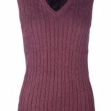 Rydale Ladies V Neck Cable Knit Vest- Emma - Emma Burgundy