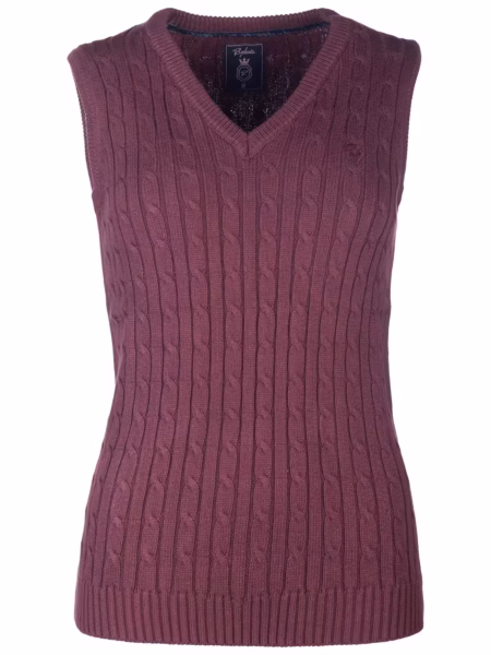 Rydale Ladies V Neck Cable Knit Vest- Emma - Emma Burgundy