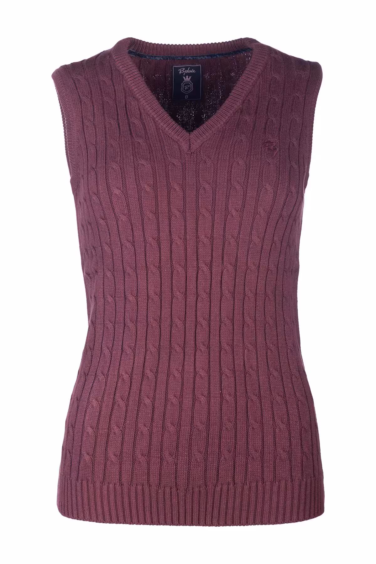 Rydale Ladies V Neck Cable Knit Vest- Emma - Emma Burgundy Rydale Ladies V Neck Cable Knit Vest- Emma - Emma Burgundy