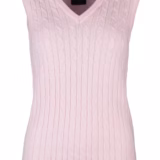 Rydale Ladies V Neck Cable Knit Vest- Emma - Soft Pink