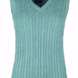 Rydale Ladies V Neck Cable Knit Vest- Emma - Thyme