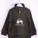 Rydale Mini Boys Quarter Zip Sweatshirt - Byland - Tractor Olive