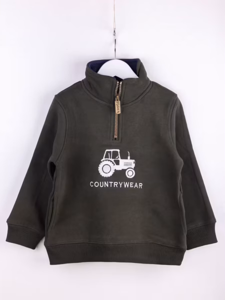 Rydale Mini Boys Quarter Zip Sweatshirt - Byland - Tractor Olive
