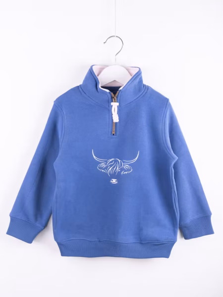 Rydale Mini Girls Quarter Zip Sweatshirt - Byland - Mid Blue