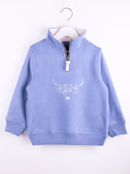 Rydale Mini Girls Quarter Zip Sweatshirt - Byland - Mid Blue