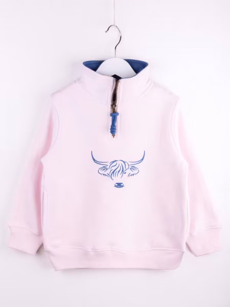 Rydale Mini Girls Quarter Zip Sweatshirt - Byland - Mid Blue