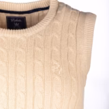 Rydale Ladies Crew Neck Cable Knit Vest - Emma - Beige cable knit detail