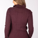 Rydale Ladies Quarter Zip Cable Knit Jumper - Emma - Emma Burgundy rear view