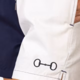 Rydale Ladies Snaffle Quartered Cotton Shorts - Navy White Snaffle Detail