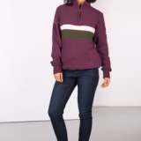 Rydale Ladies Stripe Sweatshirt - Bramham - Dark Berry front view