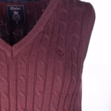 Rydale Ladies V Neck Cable Knit Vest - Emma - Emma Burgundy V-neck detail