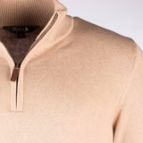 Rydale Men's Quarter Zip Jumper - Wetherby - Camel quarter-zip detail