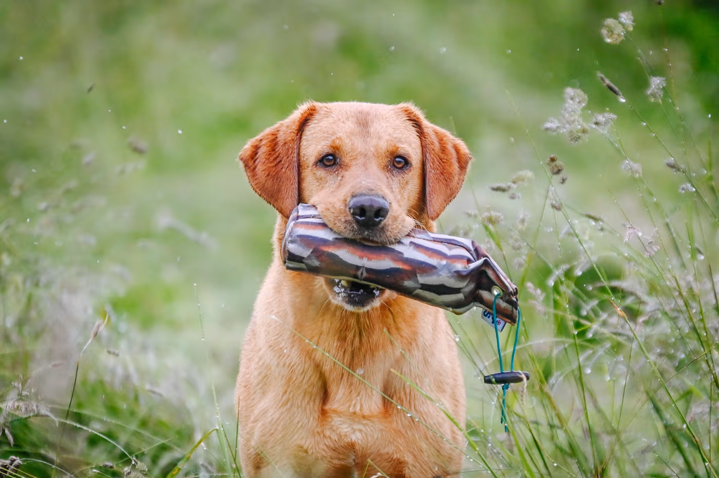 1lb-canvas-dummy--1lb-floating-canvas-gundog-training-dummy-flight-hen-field-retrieve Gundog carrying a FLIGHT Hen 1lb canvas training dummy
