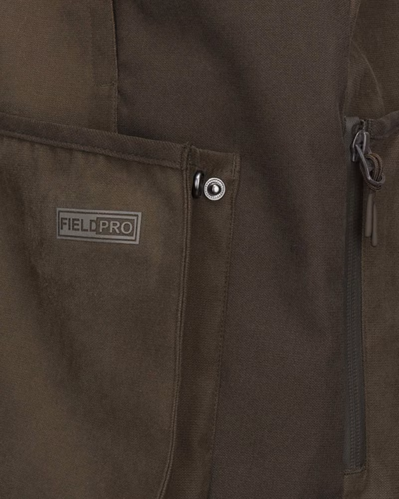 Hoggs of Fife Ardross Pro Field Gilet in Dark Olive, pocket detail view