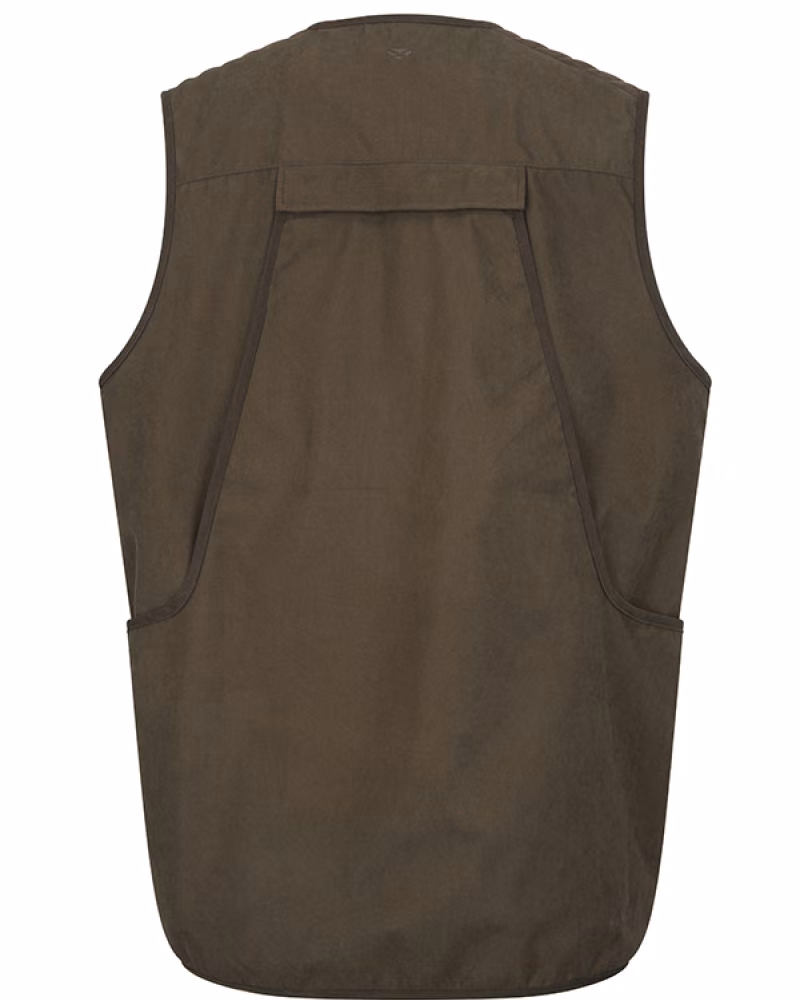 Hoggs of Fife Ardross Pro Field Gilet in Dark Olive, rear view