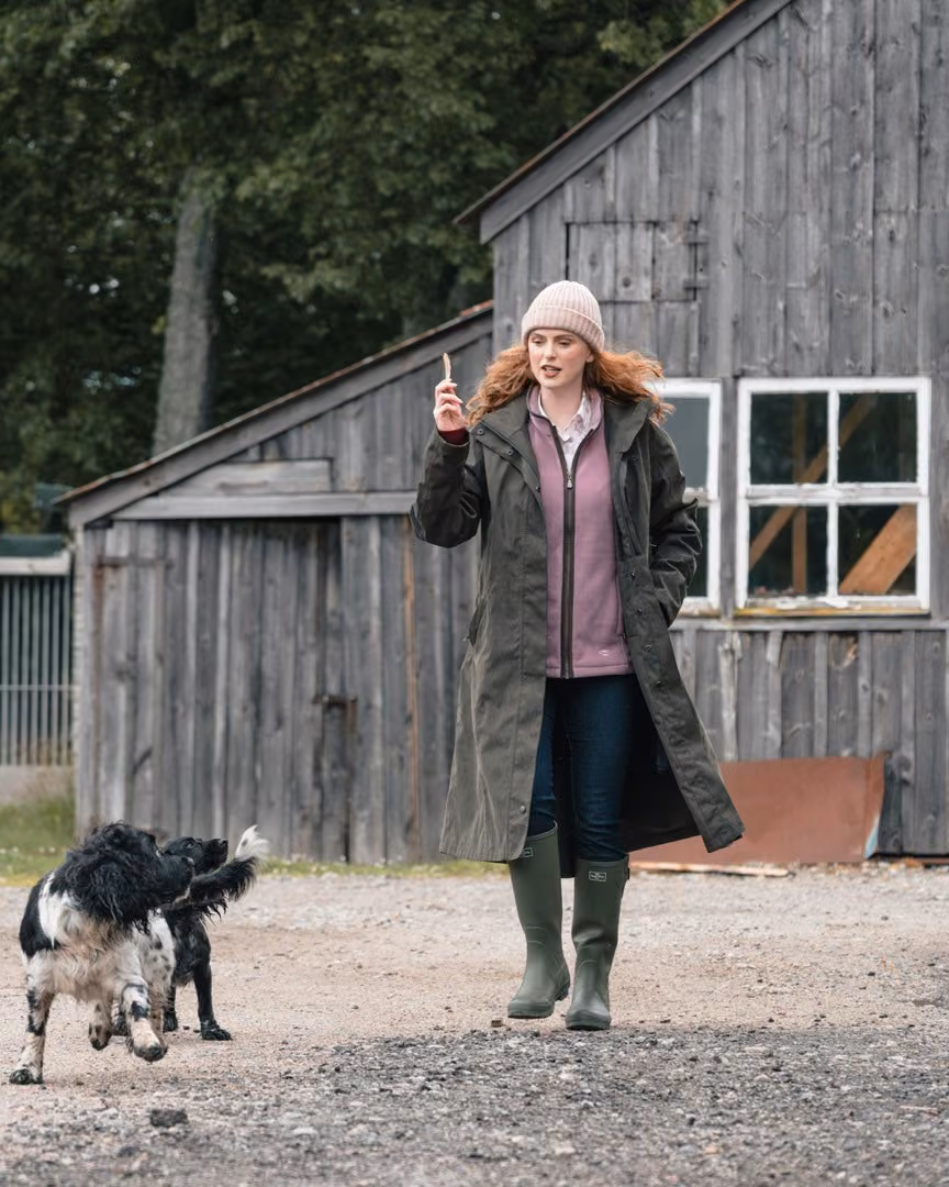 Hoggs Ardross Pro Ladies Waterproof Field Jacket in Dark Olive, AW26 country lifestyle