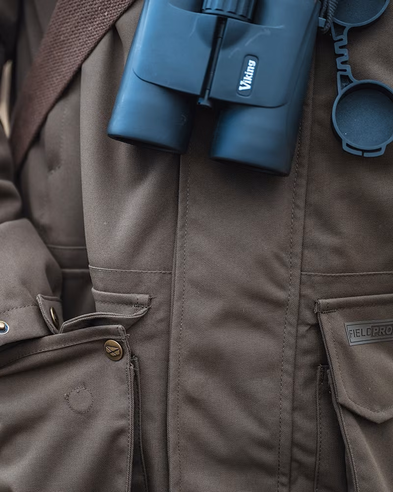 Hoggs of Fife Ballater Waterproof Field Jacket in Green, lifestyle detail view