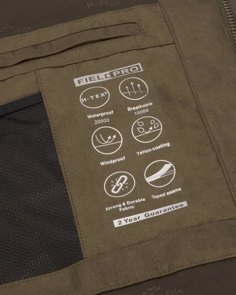 Hoggs of Fife Ballater Waterproof Field Jacket in Green, lining detail view