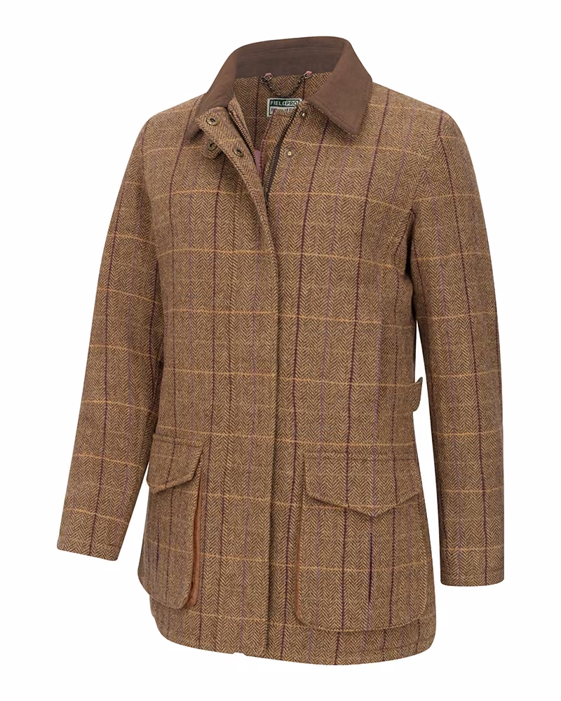 Hoggs of Fife Eden Technical Tweed Field Coat in Bracken/Blackberry, front view