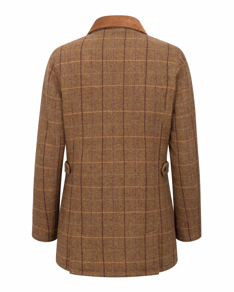 Hoggs of Fife Eden Technical Tweed Field Coat in Bracken/Blackberry, rear view