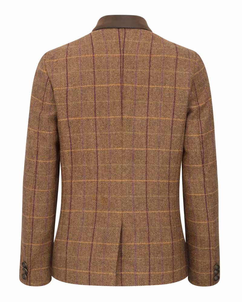 Hoggs of Fife Eden Tweed Hacking Jacket in Bracken/Blackberry, rear view