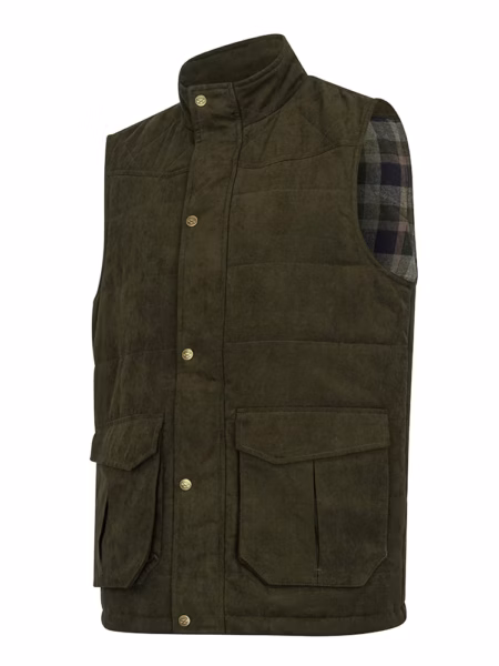 Hoggs of Fife Glenbervie Quilted Gilet in Loden, front view