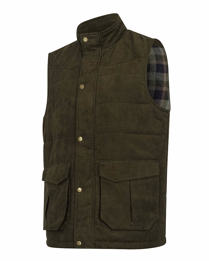 Hoggs of Fife Glenbervie Quilted Gilet in Loden, front view