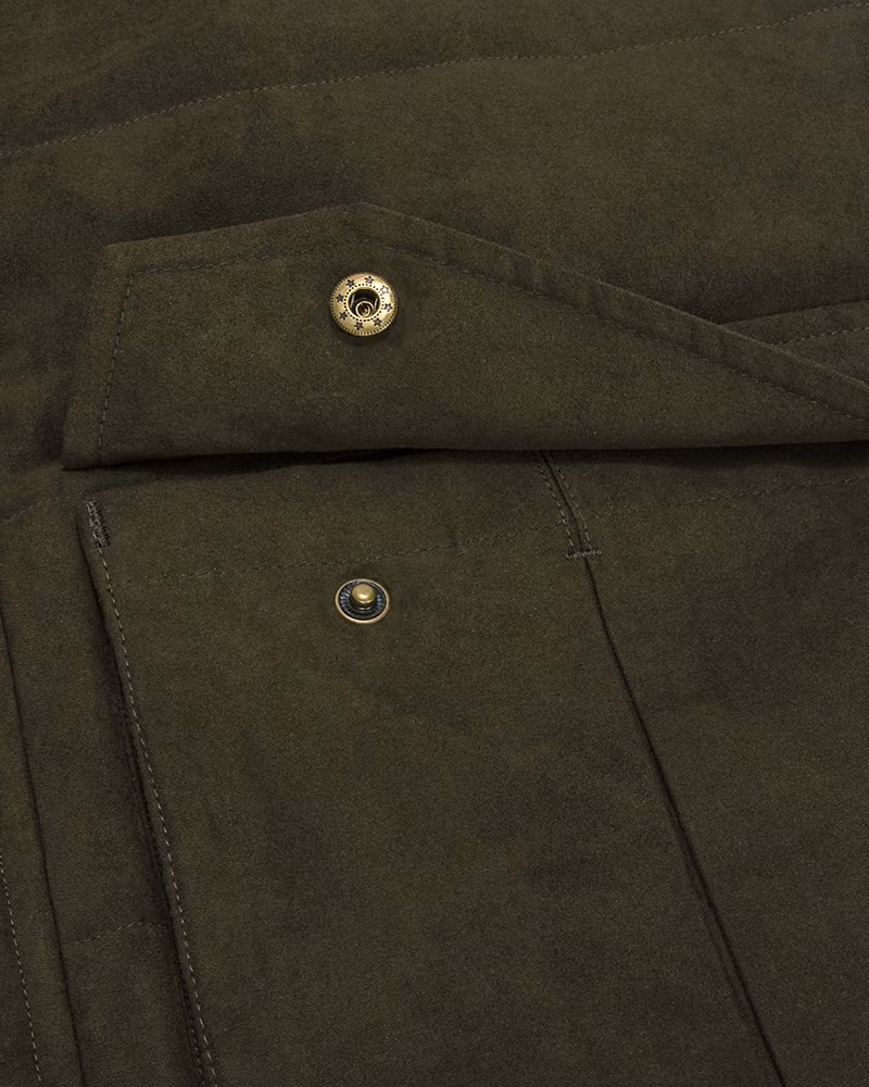 Hoggs of Fife Glenesk Quilted Jacket in Loden, pocket detail view