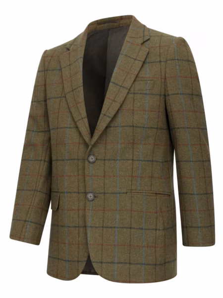 Hoggs of Fife Kingussie Tweed Sports Jacket in Green/Blue, front view