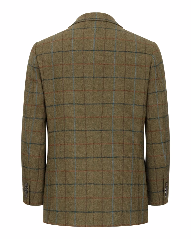 Hoggs of Fife Kingussie Tweed Sports Jacket in Green/Blue, rear view