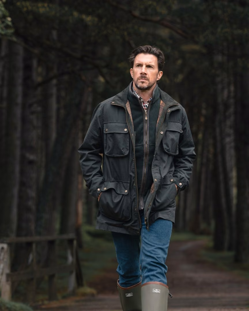 Hoggs of Fife Linton Waxed Jacket in Dark Green, AW26 country lifestyle