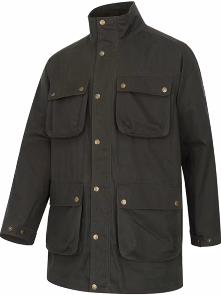 Hoggs of Fife Linton Waxed Jacket in Dark Green, front view