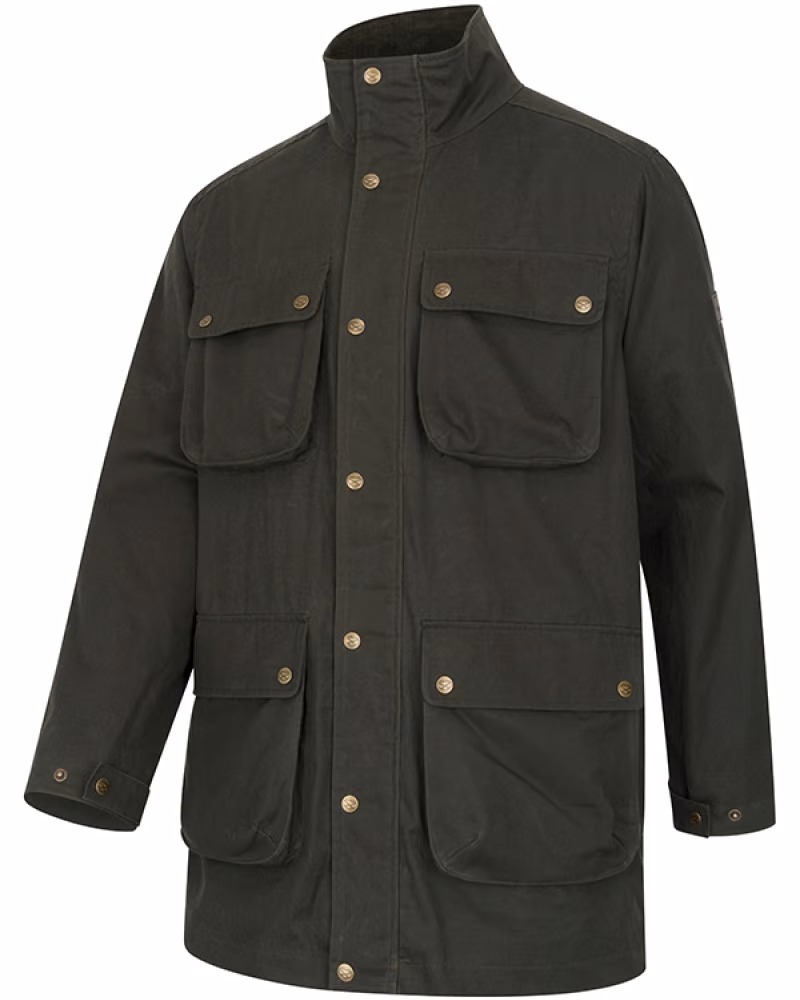Hoggs of Fife Linton Waxed Jacket in Dark Green, front view