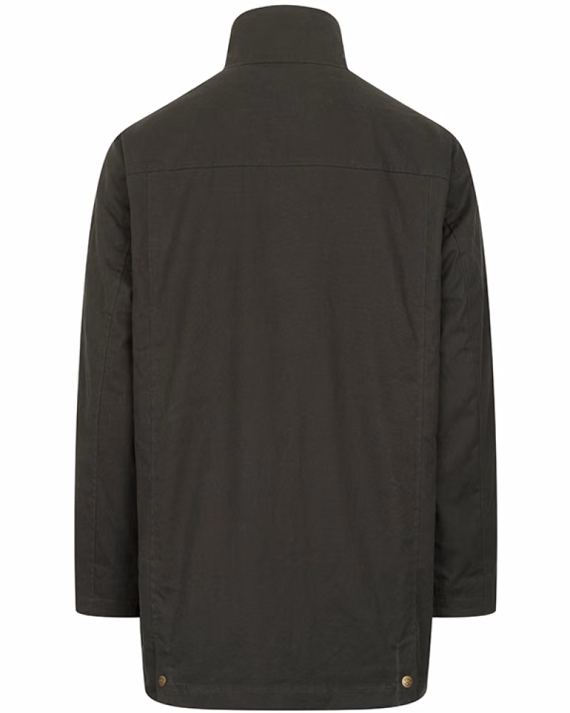 Hoggs of Fife Linton Waxed Jacket in Dark Green, rear view