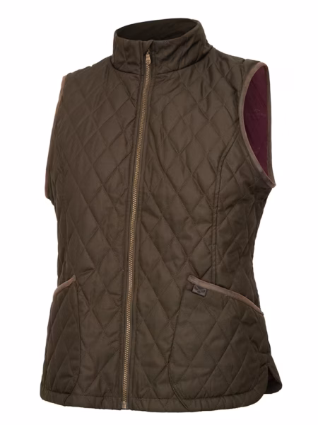 Hoggs of Fife Ladybank Ladies Quilted Gilet in Forest Green, front view