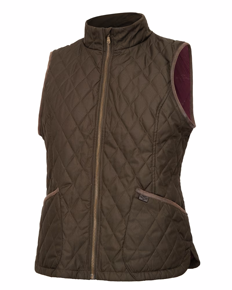 Hoggs of Fife Ladybank Ladies Quilted Gilet in Forest Green, front view
