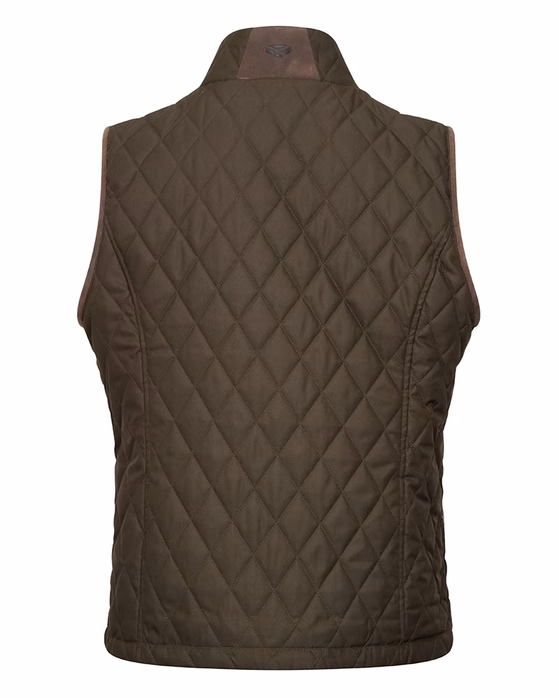 Hoggs of Fife Ladybank Ladies Quilted Gilet in Forest Green, rear view