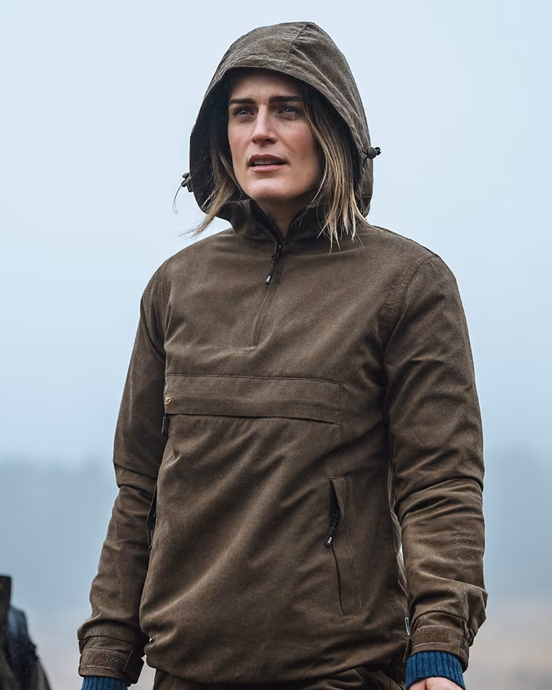 Hoggs of Fife Struther Ladies Smock Field Jacket in Sage, lifestyle view