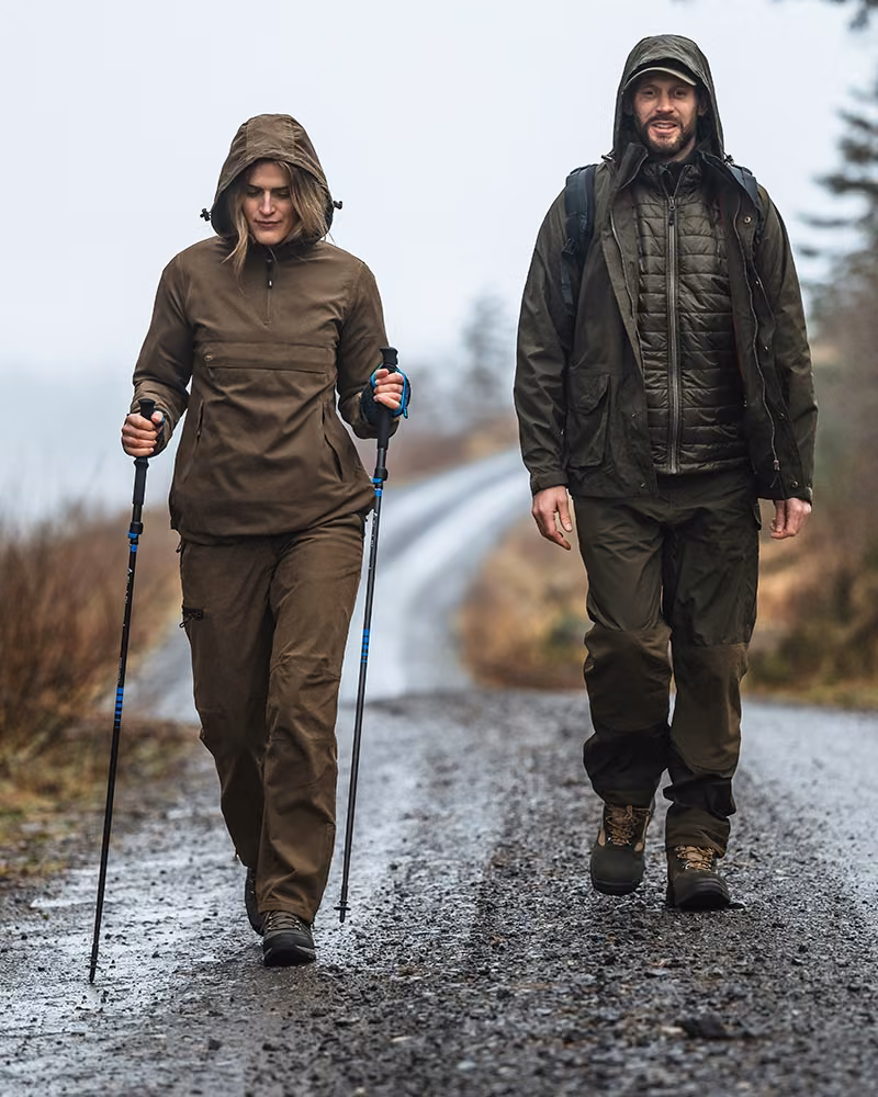 Hoggs of Fife Struther Ladies Smock Field Jacket in Sage, walking lifestyle view