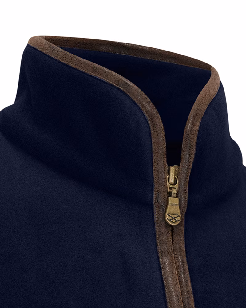 Hoggs of Fife Stenton Ladies 1/4 Zip Fleece in Midnight Navy, collar detail view