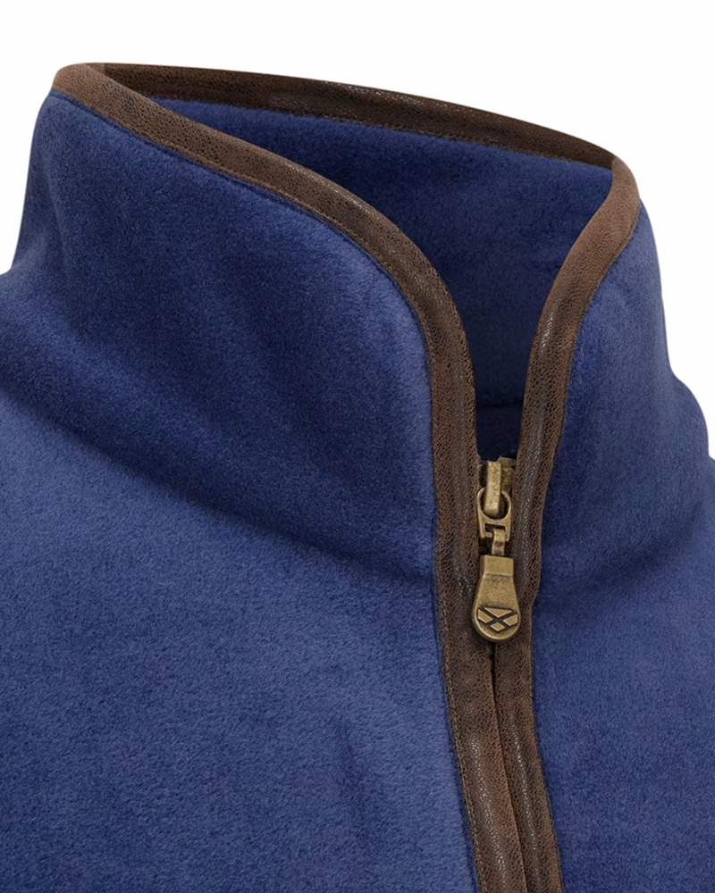 Hoggs of Fife Stenton Ladies 1/4 Zip Fleece in Nordic Blue, collar detail view