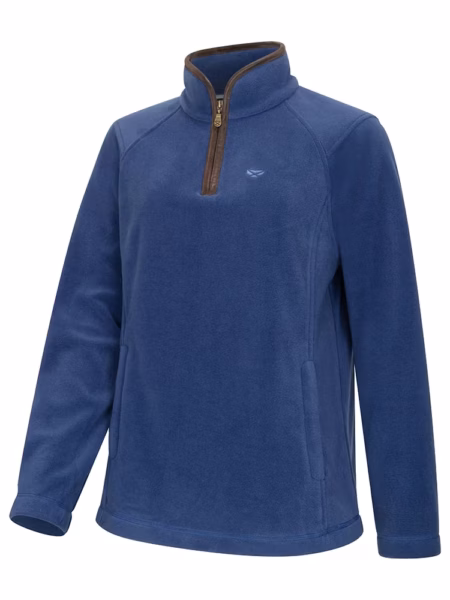 Hoggs of Fife Stenton Ladies 1/4 Zip Fleece in Nordic Blue, front view