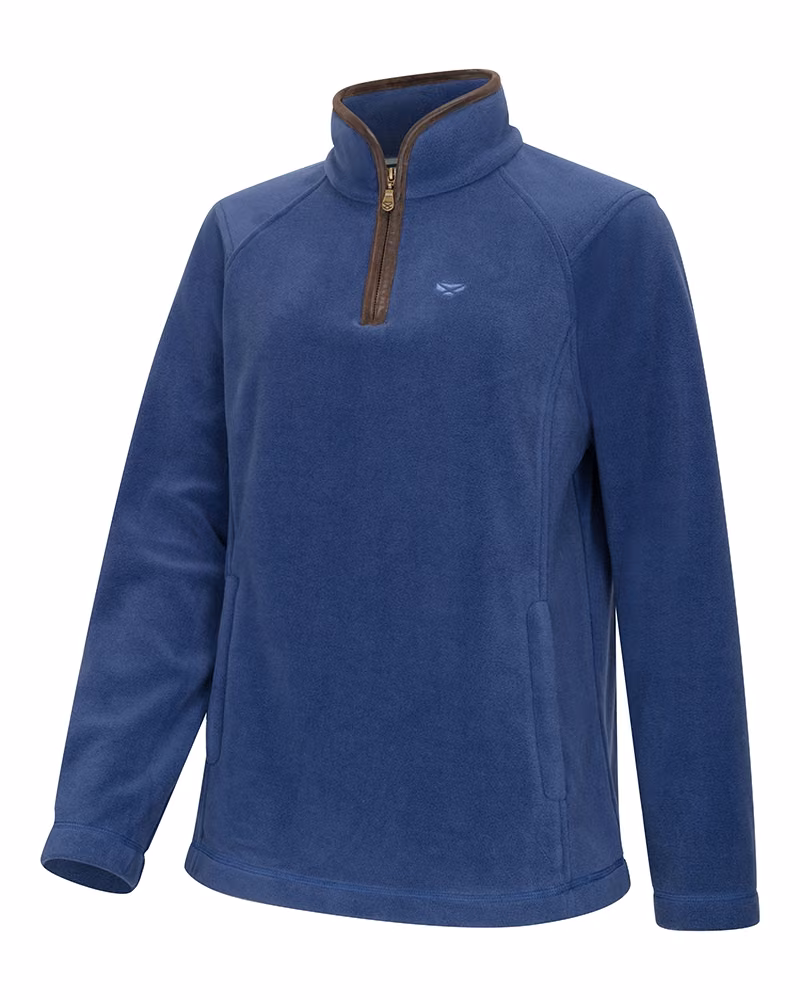 Hoggs of Fife Stenton Ladies 1/4 Zip Fleece in Nordic Blue, front view